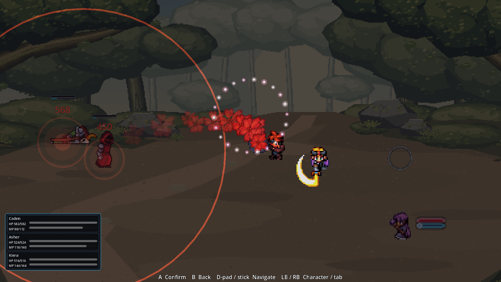 Caden and Asher perform Burning Blossoms, a cinematic combination skill.